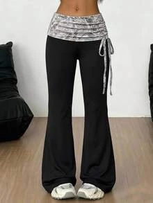SHEIN Tween Girls Printed Drawstring Kids Minimalist Fashion Versatile Casual Long Pants Autumn/Winter Tween Girl - Multicolor - View 8