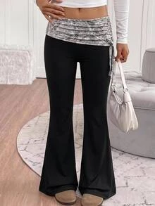 SHEIN Tween Girls Printed Drawstring Kids Minimalist Fashion Versatile Casual Long Pants Autumn/Winter Tween Girl - Multicolor - View 6