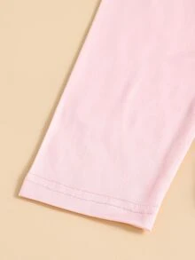 SHEIN 2pcs/Set Tween Girl Loungewear Long Sleeve Pullover Top And Pants Pink Set, Bow Cute Bear Pattern, All Season, Autumn/Winter - Multicolor - View 5