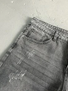 StoneGrade Men's Pockets Loose Wide Leg Casual Versatile Denim Shorts Grey Jean Shorts Men - Light Grey - View 6