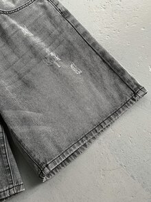 StoneGrade Men's Pockets Loose Wide Leg Casual Versatile Denim Shorts Grey Jean Shorts Men - Light Grey - View 4