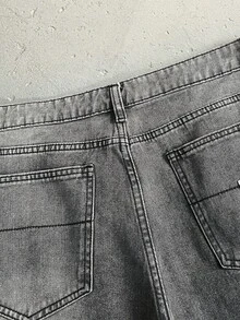 StoneGrade Men's Pockets Loose Wide Leg Casual Versatile Denim Shorts Grey Jean Shorts Men - Light Grey - View 7