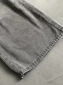 StoneGrade Men's Light Blue Washed Denim Loose Casual Shorts Jorts - Light Grey - View 6