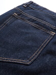 StoneGrade Men Navy Blue Denim 2 Piece Set, Casual Jacket And Loose Fit Pants, Spring/Autumn Boyfriend & Husband Regular Washed Black Loose Wide Leg For Chore Jacket Mens Denim Set - Dark Wash - View 8