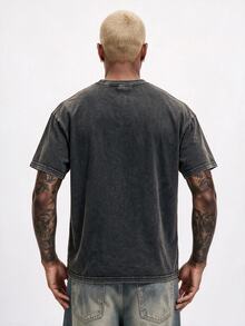 StoneGrade 男士圆领图案印花短袖休闲 T 恤，适合外出、男友礼物 - 黑色 - 查看 1