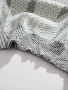 StoneGrade Men's Crew Neck Long Sleeve Graphic Detail Casual Sweater, For Fall Winter - Grey - View 5
