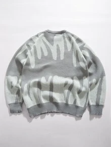 StoneGrade Men's Crew Neck Long Sleeve Graphic Detail Casual Sweater, For Fall Winter - Grey - View 4