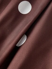 SHEIN MOD 大尺碼波點長款杏色洋裝，優雅復古風 - 棕色 - 查看 5