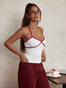Elnivra Fashion Sports Fitness Tank Top Seamless High Elasticity Backless T-Shirt - White - View 3