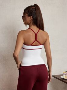 Elnivra Fashion Sports Fitness Tank Top Seamless High Elasticity Backless T-Shirt - White - View 2