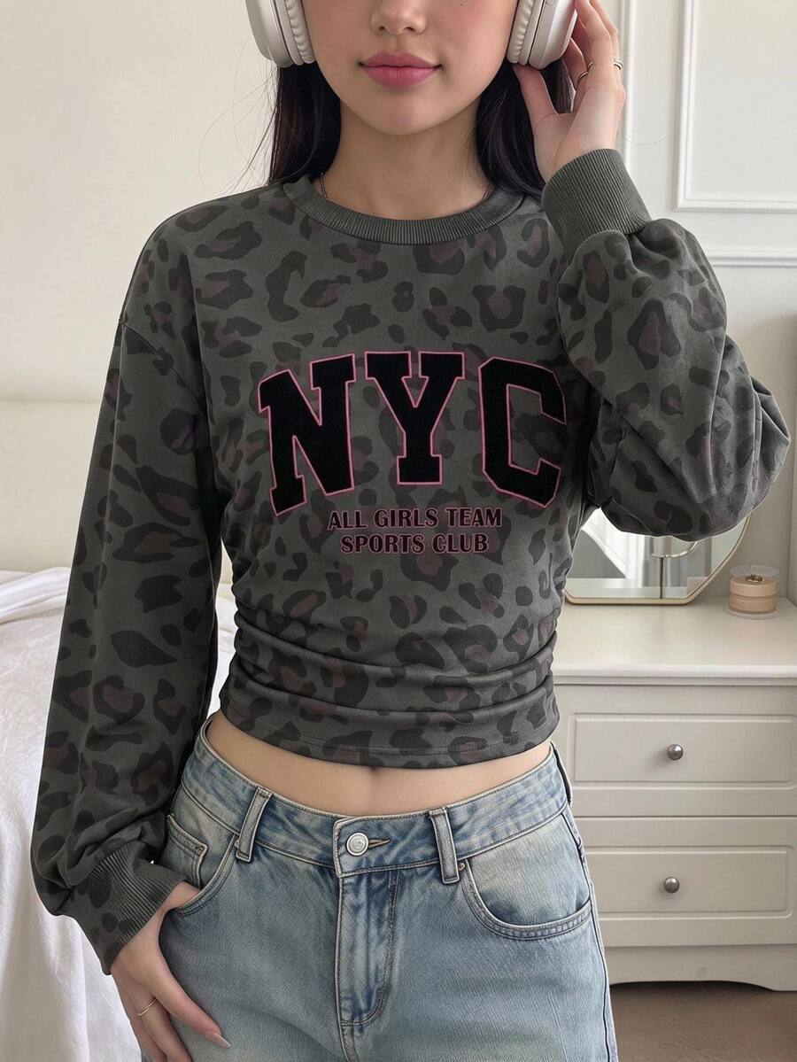 SHEIN Tween Girls Tween Girl Autumn/Winter Fashion Printed Long Sleeve Top - Multicolor - View 1