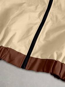 Aesthetic Post Unisex Loose-Fit Long Sleeve Polyester Zip-Up Jacket With Stand Collar And Color Block Panels For Streetwear - Multicolor - View 4
