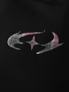PAVTROS 男士哥德風幾何印花長袖休閒口袋連帽衫 - 黑色 - 查看 3