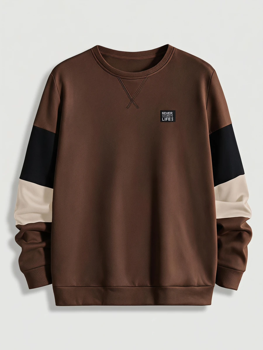 COMVAIL Men's Plus Size Crew Neck Long Sleeve Colorblock Pullover Sweatshirt Halloween Winter Party Autumn - Multicolor - View 1
