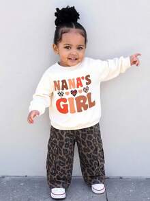 SHEIN Baby Girl Leopard Print Casual Versatile Daily Wear Denim Jeans - Multicolor - View 7