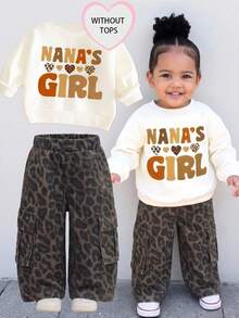 SHEIN Baby Girl Leopard Print Casual Versatile Daily Wear Denim Jeans - Multicolor - View 1