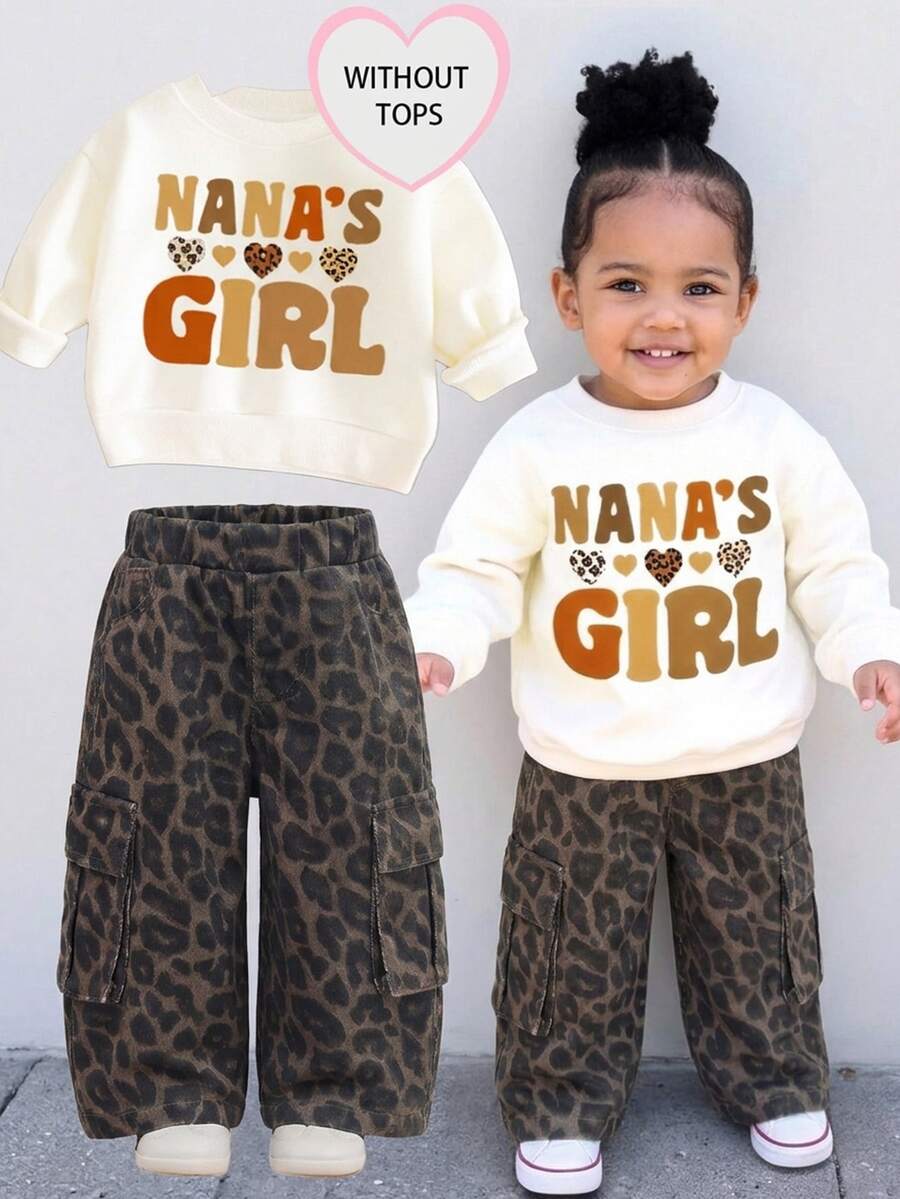 SHEIN Baby Girl Leopard Print Casual Versatile Daily Wear Denim Jeans - Multicolor - View 1