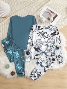 4PCS Tween Boys Pajamas - Multicolor - View 2