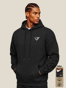 OTTIMOZO Men's Casual Versatile Hooded Sports Sweatshirt, Gym - Black - View 1