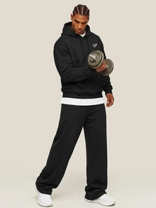 OTTIMOZO Men's Casual Versatile Hooded Sports Sweatshirt, Gym - Black - View 3