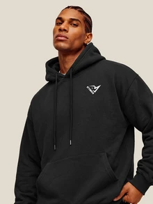 OTTIMOZO Men's Casual Versatile Hooded Sports Sweatshirt, Gym - Black - View 6