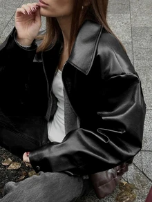 Cévolie 女款秋季休閒街頭簡約百搭外套 秋冬女裝 夜出穿搭 黑色 - 黑色 - 查看 4