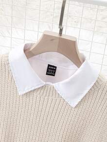 INAWLY 2pcs/Set Spring Lantern Sleeve White Blouse & Loose Fitting Cardigan For Women Fall Winter Cloth For Women - Apricot - View 7