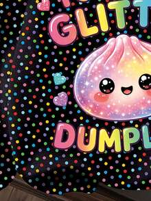 Young Girl Casual Cute Fun Squeeze Bun Pattern, Black, Rhinestone Bun, Glitter, Thick Soft Comfortable Sweatshirt Sweatshirt Suitable For Autumn/Winter, Kawaii, Chill, Y2K, Cozy Fall & Winter Styles, Cute - Multicolor - View 3