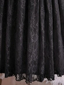 SHEIN Tween Girls Elegant Back To School Formal Solid Black High Waist Sleeveless Flared Hem Lined Dress Sixth Form,Graduation,Party Autumn Fall Christmas - Black - View 8