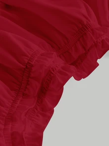 SHEIN MOD 露肩喇叭袖荷葉邊飾洋裝，聖誕節、派對、新年 - 紅色 - 查看 3