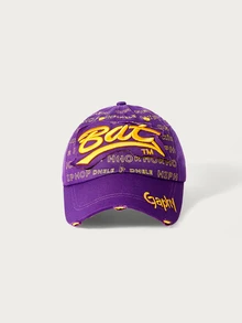 Glisma 1pc Outdoor Couple Hip Hop Baseball Cap, Sun Protection Snapback Hat With BAT, GAPHY, GRAPHY Embroidery, Fashionable Casual Contrast Color Design - Multicolor - View 13