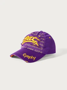Glisma 1pc Outdoor Couple Hip Hop Baseball Cap, Sun Protection Snapback Hat With BAT, GAPHY, GRAPHY Embroidery, Fashionable Casual Contrast Color Design - Multicolor - View 12