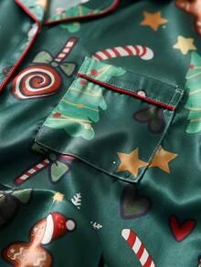 SHEIN Dragon Pattern Satin Men's Loungewear Set - Multicolor - View 5
