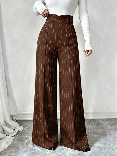 DrmWander Women's Plus Size High Waist Wide Leg Suit Pants, Elastic Back Waist Dressy Loose Long Pants For Evening Outfit,Dressy Loose Fit Flowy Long Pants