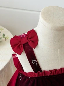SHEIN Đầm ngọt ngào xếp ly không tay trang trí nơ cho bé gái - Nhiều màu - Xem 7