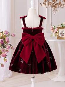SHEIN Đầm ngọt ngào xếp ly không tay trang trí nơ cho bé gái - Nhiều màu - Xem 5