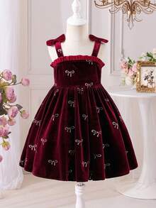 SHEIN Đầm ngọt ngào xếp ly không tay trang trí nơ cho bé gái - Nhiều màu - Xem 6
