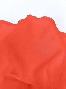 SHEIN Women's Solid Color Metal Decor Tie-Neck Casual Sexy Tropical Versatile Mini Dress For Dating Outing Beach Vacation Orange Red Summer - Orange - View 6