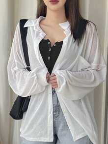 Joudiya Top sin mangas con cuello en V y botones para mujer, de verano, elegante y versátil, para la escuela - Negro - Ver 4