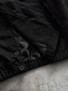 AXEPEAK Men's Woven Fashion Casual Loose Patchwork Open Front Jacket - Black - View 9
