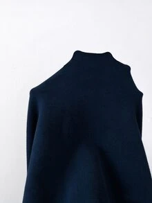 SHEIN Franclia 女款秋冬聖誕樹圖案圓領針織毛衣，pom-pom 裝飾長袖套頭衫 - 藏蓝色 - 查看 3