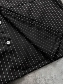 AXEPEAK Men's Casual Commuter Striped Long Sleeve Shirt - Black - View 5