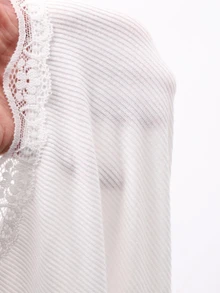 Livesso Women's Lace Frill Trim Long Sleeve Fitted Cardigan - White - View 8