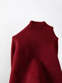 SHEIN Franclia 女款秋冬聖誕樹圖案圓領針織毛衣 裝飾毛球長袖套頭衫 - 紅色 - 查看 3