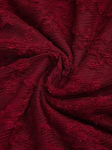 Sweetra Women's Sexy & Elegant Lace Texture Asymmetric Ruffle Hem Shoulder Tie Dress, Spring/Summer Fall - Red - View 3