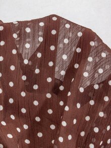 Momance Áo dệt kim bầu phối họa tiết chấm bi - Cà phê nâu - Xem 12