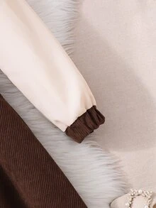 SHEIN Tween Girl Color Block Long Sleeve Homecoming Dress Fall Style US Fall Style Fall Outfits - Mocha Brown - View 9
