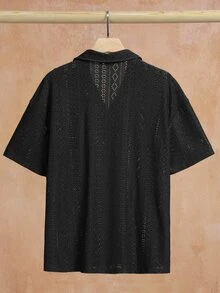 VENTUSAIL Men's Mature Casual Short Sleeve Shirt - Black - View 7