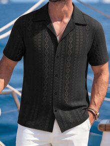 VENTUSAIL Men's Mature Casual Short Sleeve Shirt - Black - View 5