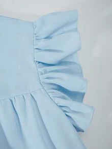 SHEIN Vestido de verano sin mangas de unicolor para adolescente - Celeste - Ver 7